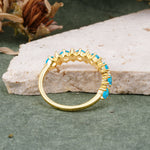 RoundCut Turquoise Alternating Eternity Wedding Band - Additional view