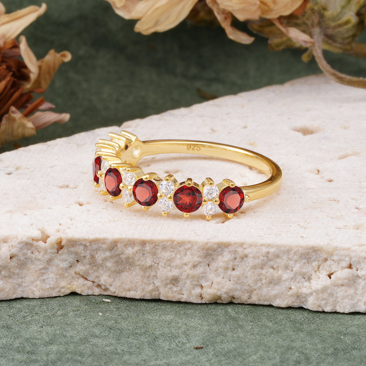 RoundCut Garnet Alternating Eternity Wedding Band - Additional view