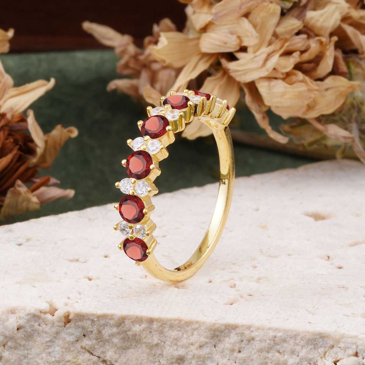 RoundCut Garnet Alternating Eternity Wedding Band - Additional view