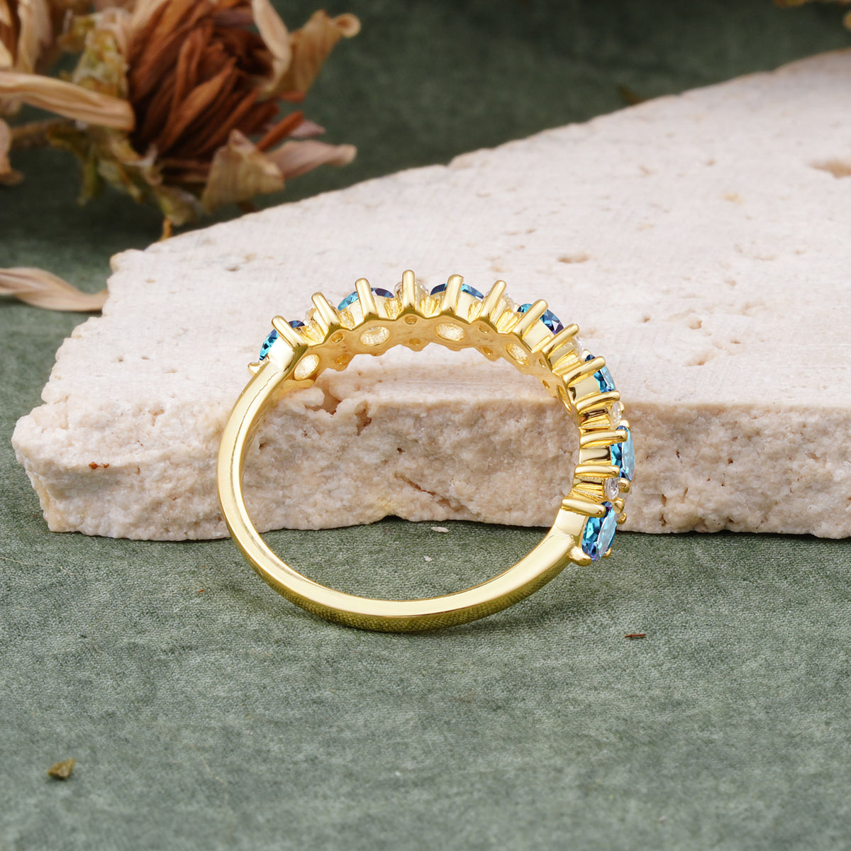 RoundCut Alexandrite Alternating Eternity Wedding Band - Additional view