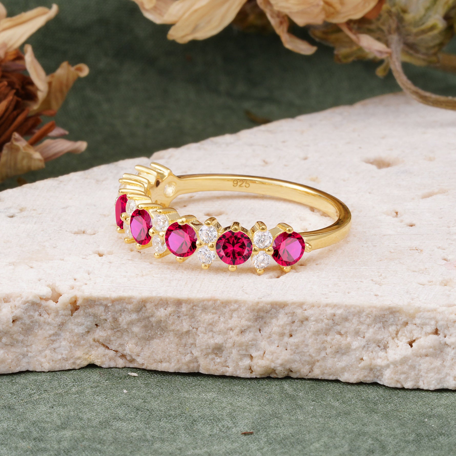 RoundCut Ruby Alternating Eternity Wedding Band - Additional view