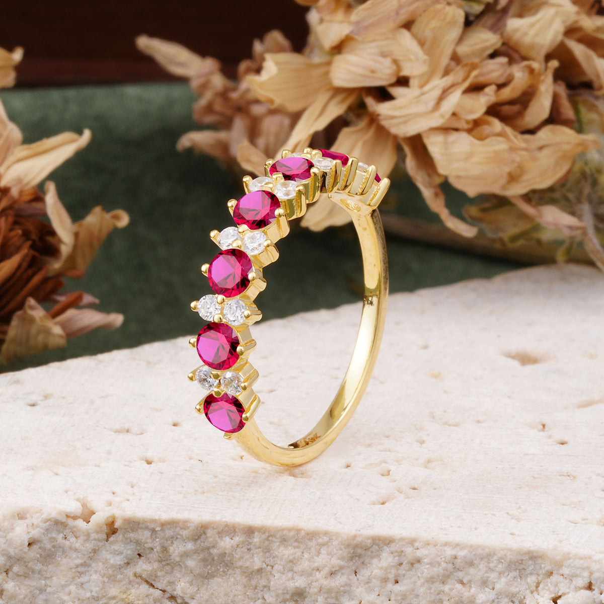 RoundCut Ruby Alternating Eternity Wedding Band - Additional view