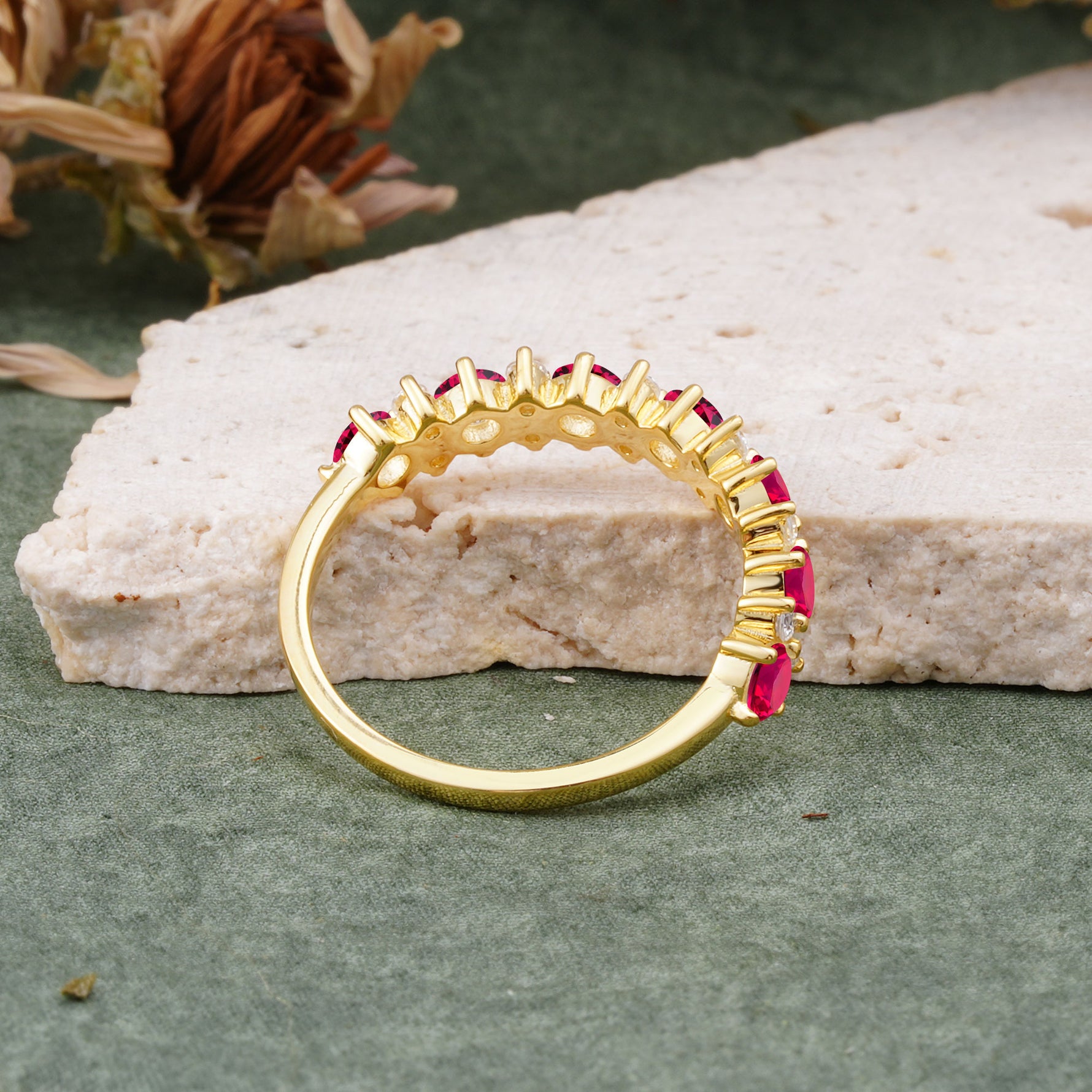 RoundCut Ruby Alternating Eternity Wedding Band - Additional view
