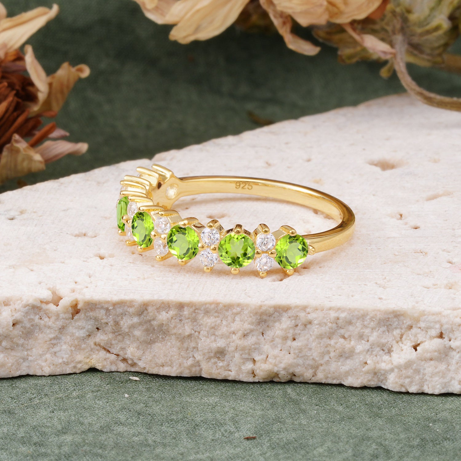 RoundCut Peridot Alternating Eternity Wedding Band - Additional view