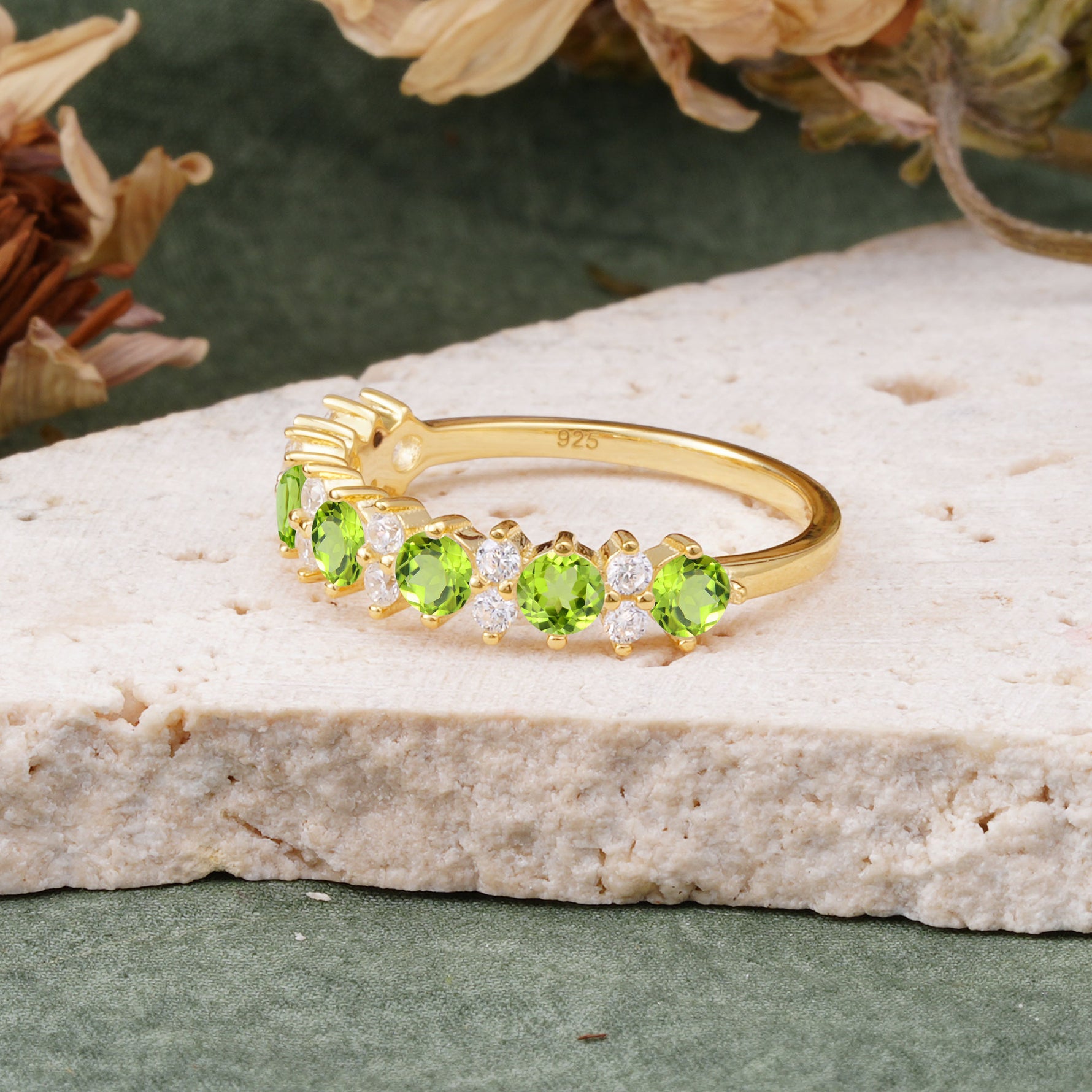RoundCut Peridot Alternating Eternity Wedding Band - Additional view