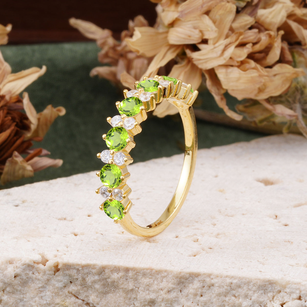RoundCut Peridot Alternating Eternity Wedding Band - Additional view