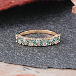Vintage Art Deco Baguette Moissanite Alternating Stacking Wedding Band - Additional view