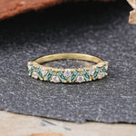 Vintage Art Deco Baguette Moissanite Alternating Stacking Wedding Band - Additional view