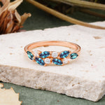Classic Sparkling Marquise & Round Alexandrite Leaf Ring Nature-Inspired Bridal Stackable Band  - Additional view