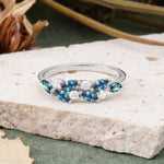 Classic Sparkling Marquise & Round Alexandrite Leaf Ring Nature-Inspired Bridal Stackable Band  - Additional view