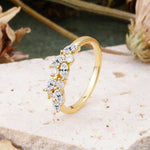 Classic Sparkling Marquise & Round Lab Diamond Leaf Ring Nature-Inspired Bridal Stackable Band  - Additional view