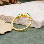 Classic Sparkling Marquise & Round Emerald Leaf Ring Nature-Inspired Bridal Stackable Band  - Additional view