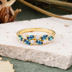 Classic Sparkling Marquise & Round Alexandrite Leaf Ring Nature-Inspired Bridal Stackable Band  - Additional view