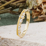 Vintage Milgrain Beaded Mixed Cut Moissanite Stacking Wedding Band - Additional view