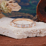 Art Deco Baguette & Round Moissanite Alternating Half Pavé Wedding Band - Additional view