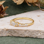 Vintage Emerald Cut Moissanite Cluster Accent Engagement Ring - Additional view