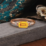 Classic Sparkling Square Cut Citrine Engagement Ring with Side Accents  - Additional view