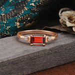 Classic Sparkling Square Cut Garnet Engagement Ring with Side Accents  - Additional view