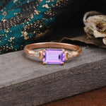 Classic Sparkling Square Cut Amethyst Engagement Ring with Side Accents  - Additional view