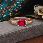 Classic Sparkling Square Cut Ruby Engagement Ring with Side Accents  - Additional view
