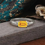 Classic Sparkling Square Cut Citrine Engagement Ring with Side Accents  - Additional view