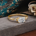 Classic Sparkling Square Cut Moissanite Engagement Ring with Side Accents  - Additional view