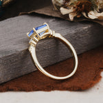 Classic Sparkling Square Cut Sapphire Engagement Ring with Side Accents  - Additional view