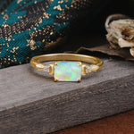 Classic Sparkling Square Cut Fire Opal Engagement Ring with Side Accents  - Additional view