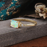 Classic Sparkling Square Cut Fire Opal Engagement Ring with Side Accents  - Additional view