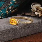 Classic Sparkling Square Cut Citrine Engagement Ring with Side Accents  - Additional view