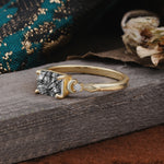 Classic Sparkling Square Cut Black Rutilated Quartz Engagement Ring with Side Accents  - Additional view