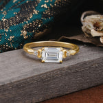 Classic Sparkling Square Cut Lab Diamond Engagement Ring with Side Accents  - Additional view