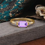 Classic Sparkling Square Cut Amethyst Engagement Ring with Side Accents  - Additional view