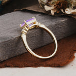 Classic Sparkling Square Cut Amethyst Engagement Ring with Side Accents  - Additional view