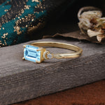 Classic Sparkling Square Cut Aquamarine Engagement Ring with Side Accents  - Additional view
