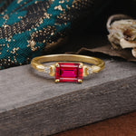Classic Sparkling Square Cut Ruby Engagement Ring with Side Accents  - Additional view
