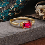Classic Sparkling Square Cut Ruby Engagement Ring with Side Accents  - Additional view