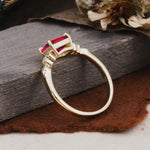 Classic Sparkling Square Cut Ruby Engagement Ring with Side Accents  - Additional view