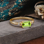 Classic Sparkling Square Cut Peridot Engagement Ring with Side Accents  - Additional view