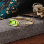 Classic Sparkling Square Cut Peridot Engagement Ring with Side Accents  - Additional view