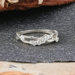 Nature Inspired Leaf Moissanite Stacking Wedding Band - Additional view