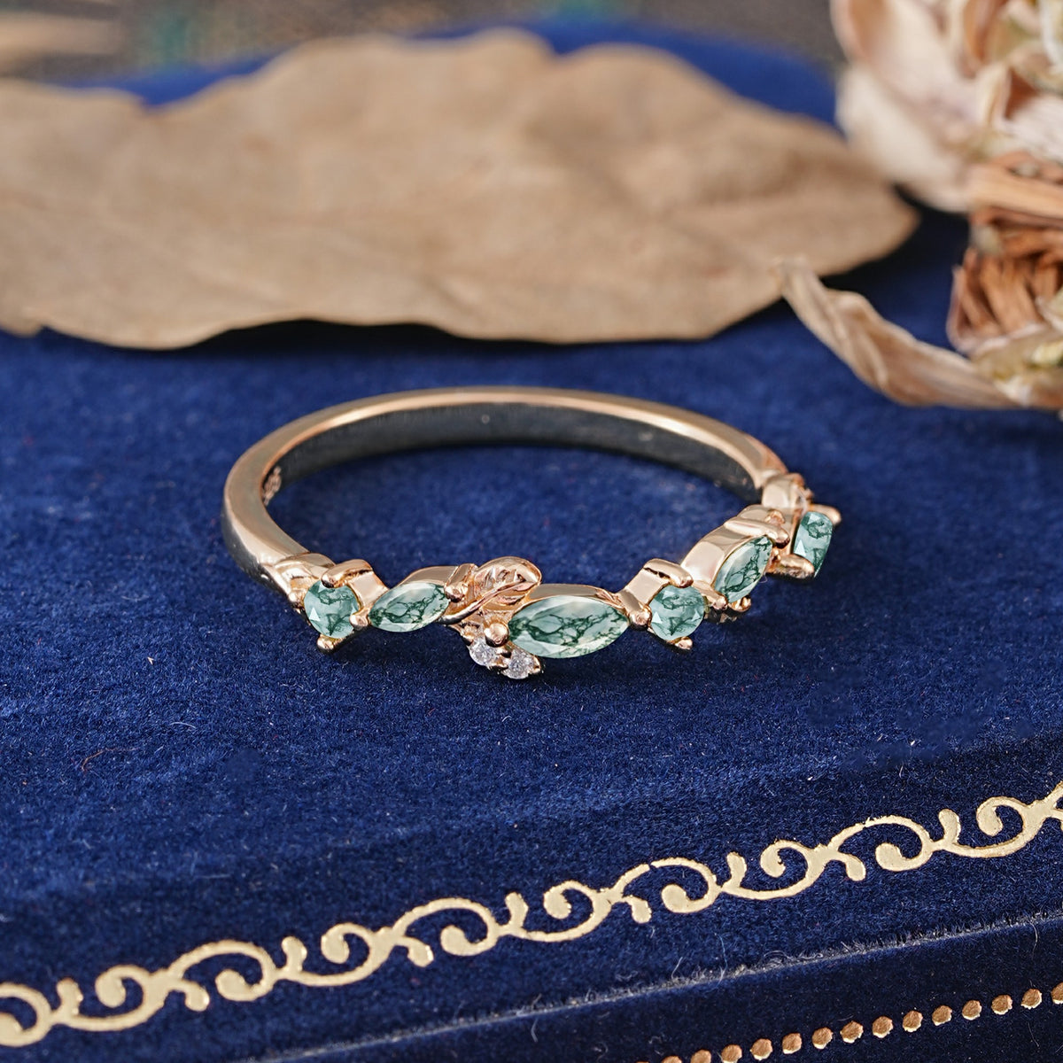 Nature Inspired Floral Moissanite Cluster Wedding Band - Additional view