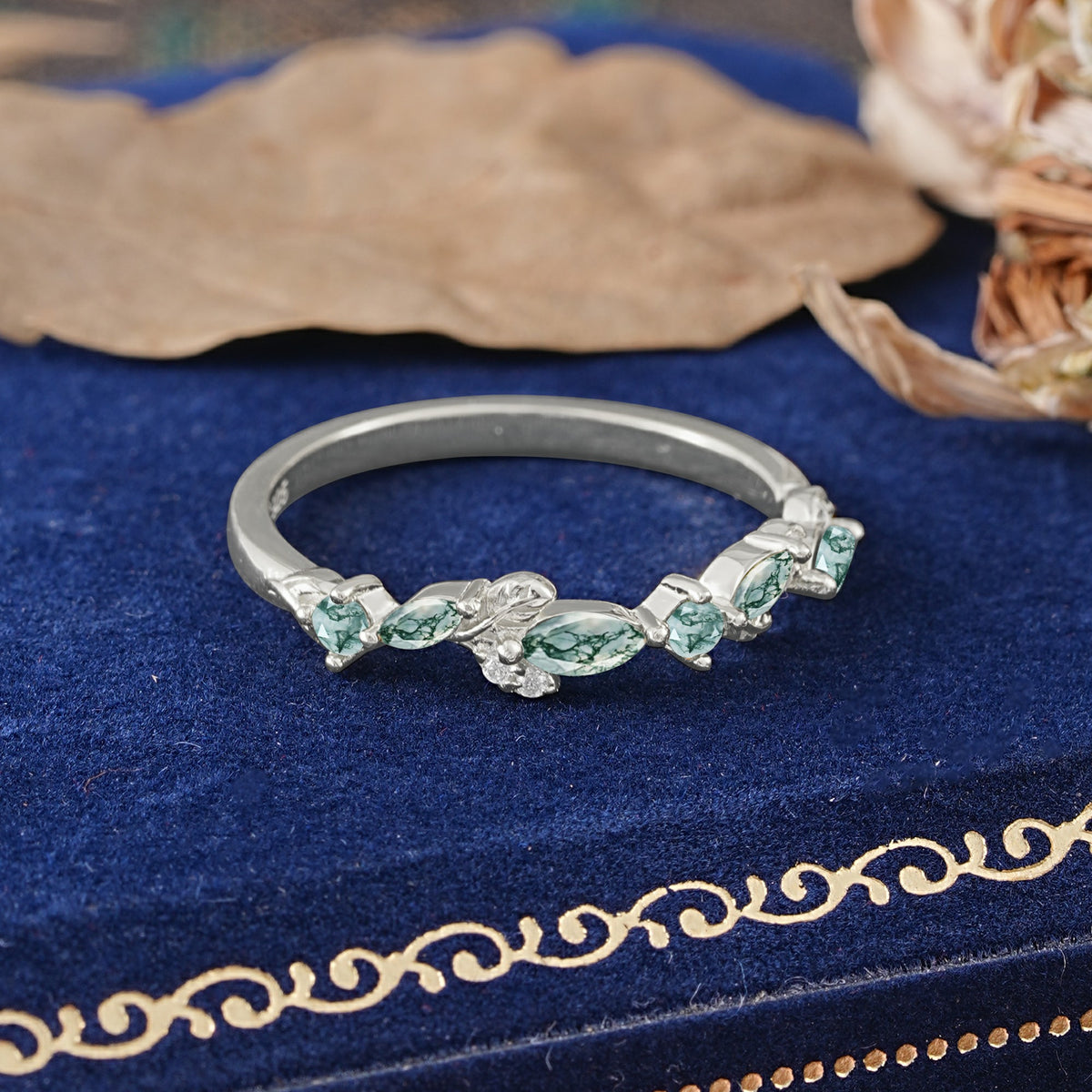 Nature Inspired Floral Moissanite Cluster Wedding Band - Additional view