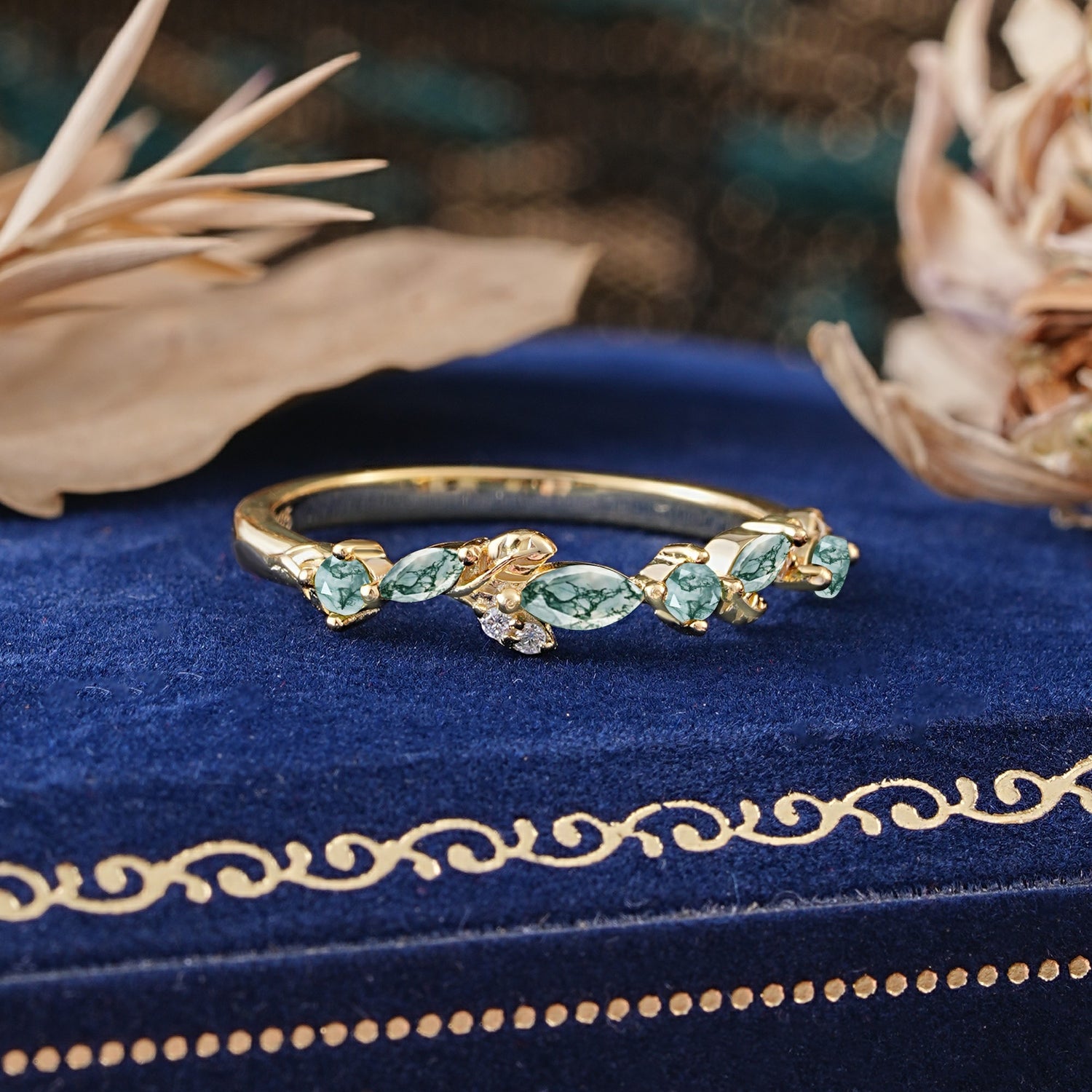 Nature Inspired Floral Moissanite Cluster Wedding Band - Additional view