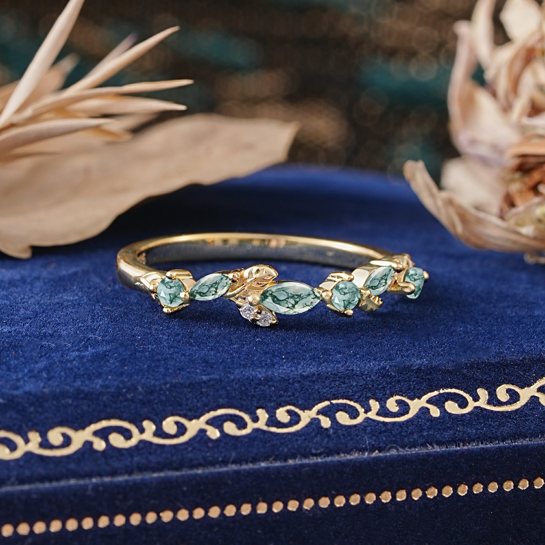 Nature Inspired Floral Moissanite Cluster Wedding Band - Additional view