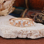 Vintage Nature Inspired Twisted Vine Leaf Moissanite Full Eternity Wedding Band - Additional view