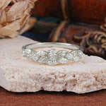 Vintage Nature Inspired Twisted Vine Leaf Moissanite Full Eternity Wedding Band - Additional view