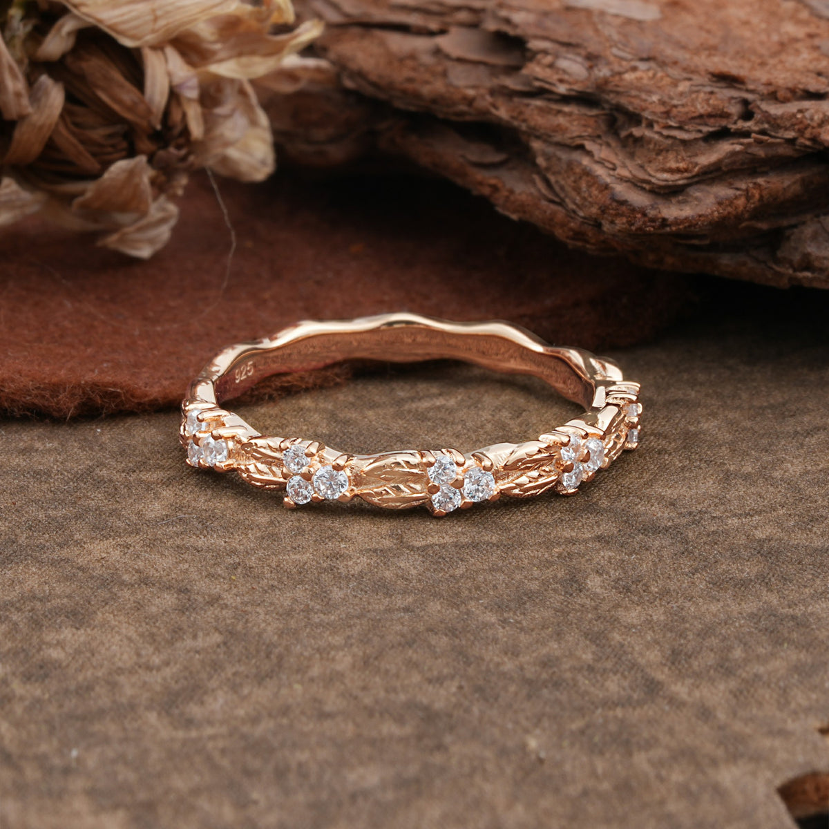 Vintage Filigree Scrollwork Moissanite Openwork Wedding Band - Additional view