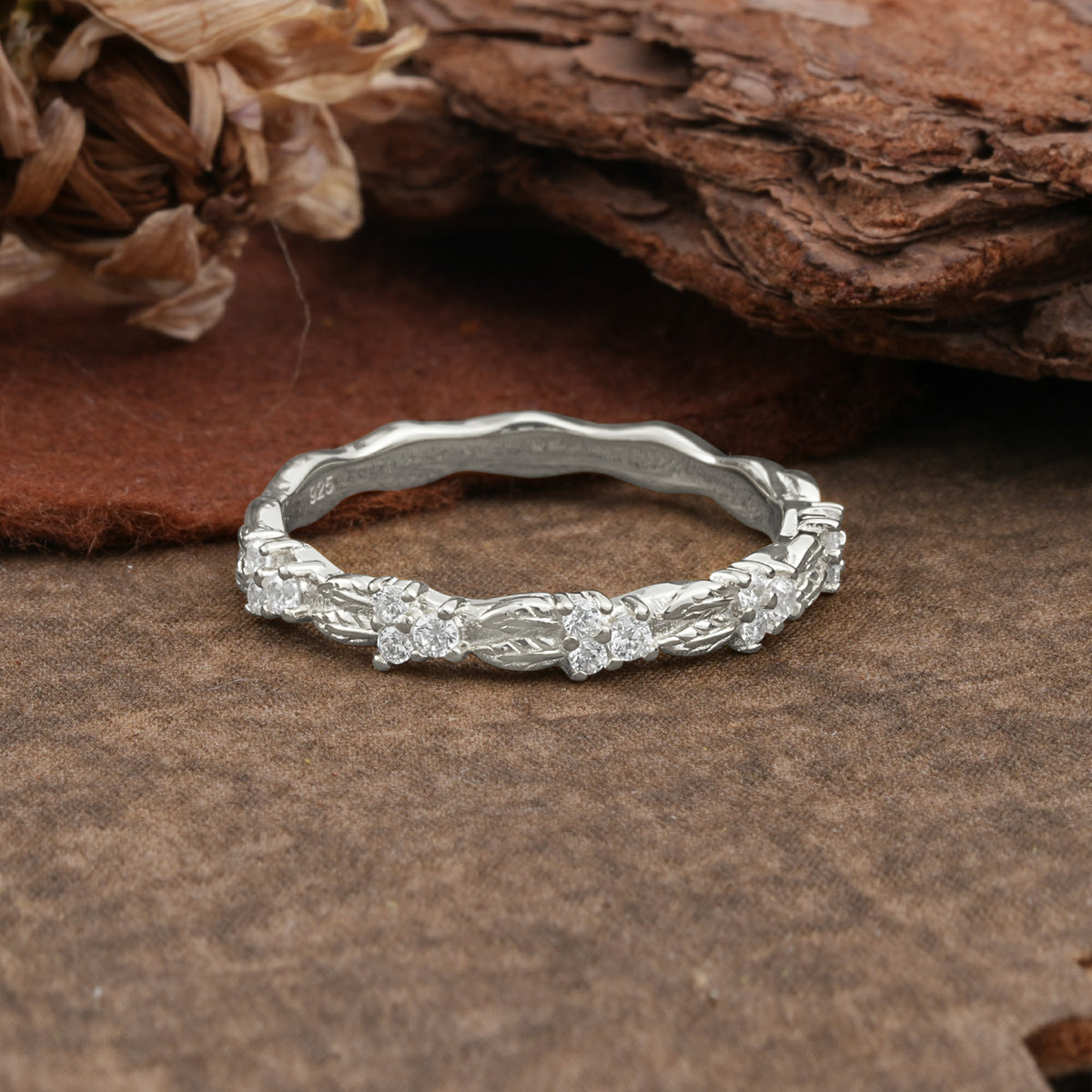 Vintage Filigree Scrollwork Moissanite Openwork Wedding Band - Additional view