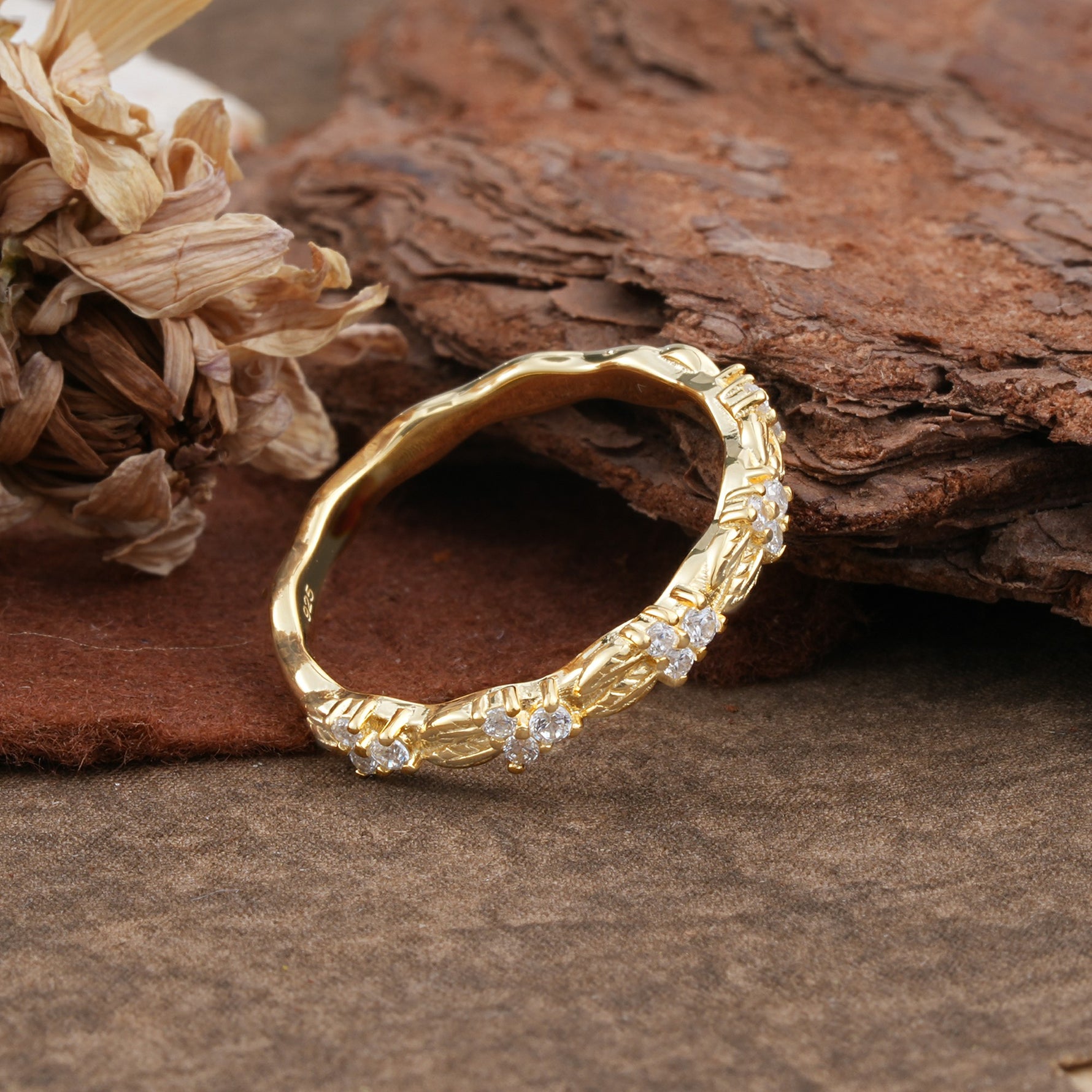 Vintage Filigree Scrollwork Moissanite Openwork Wedding Band - Additional view